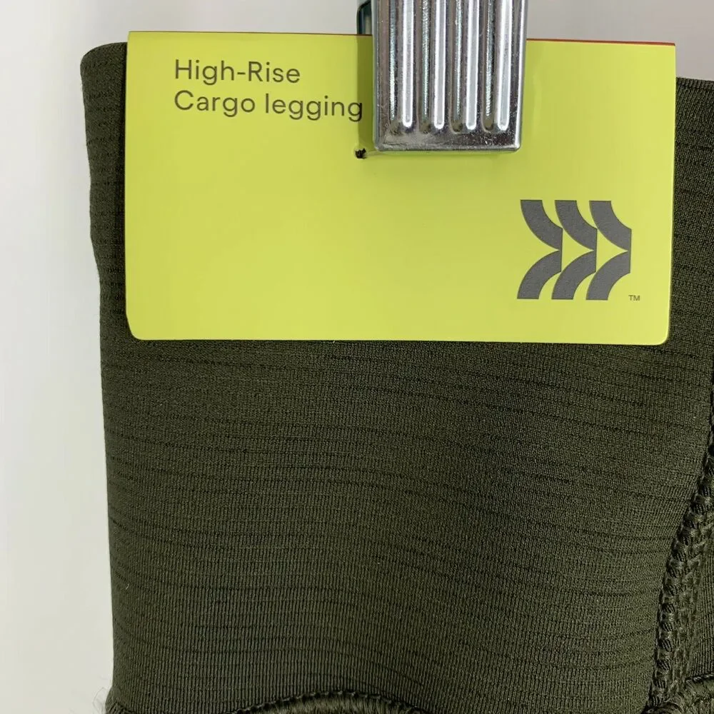 All in Motion XS Cargo Leggings Green Women's High-Waisted NWT - Picture 6 of 7